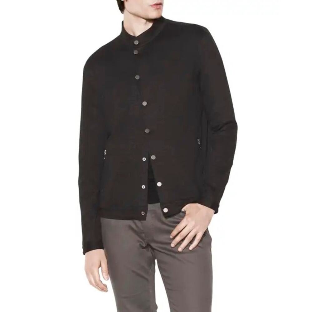 John Varvatos Heathered Knit Snap-Front Jacket size L $688